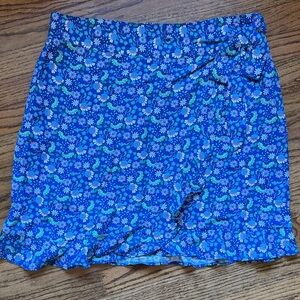 LOFT Blue Floral Wrap-Style Mini Skirt